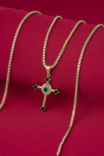 Cargar imagen en el visor de la galería, Cadena veneciana gruesa 65cms + dije cruz verde