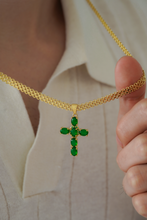 Cargar imagen en el visor de la galería, Cadena tejido chino doble carril 65cms + Dije green brightness