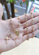 Cargar imagen en el visor de la galería, Rosario 3 oros balin 4mm ( 65cms )