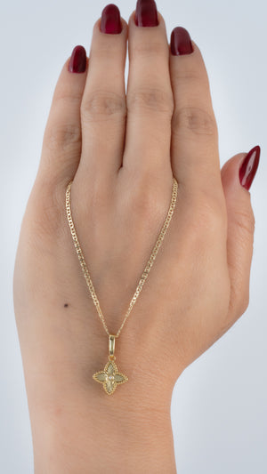 Cadena escalerita con destellos IT 1.7mm 45cms + dije lottus
