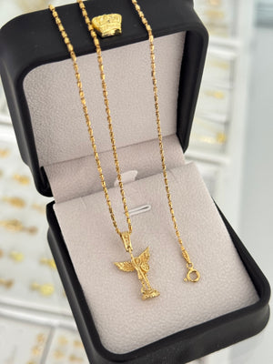 Conjunto tube Gold (cadena tube gold IT 65cm + pulsera tube gold IT 19,5 + dije san miguel italy)