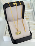 Conjunto dólar verde (cadena y pulsera cubana continua it 2.3mm 65cms / 19.5cms + dije)