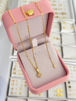 Conjunto escalerita con destellos (cadena + dije + pulsera)