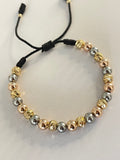 Pulsera 3 oros diamantada (6mm)