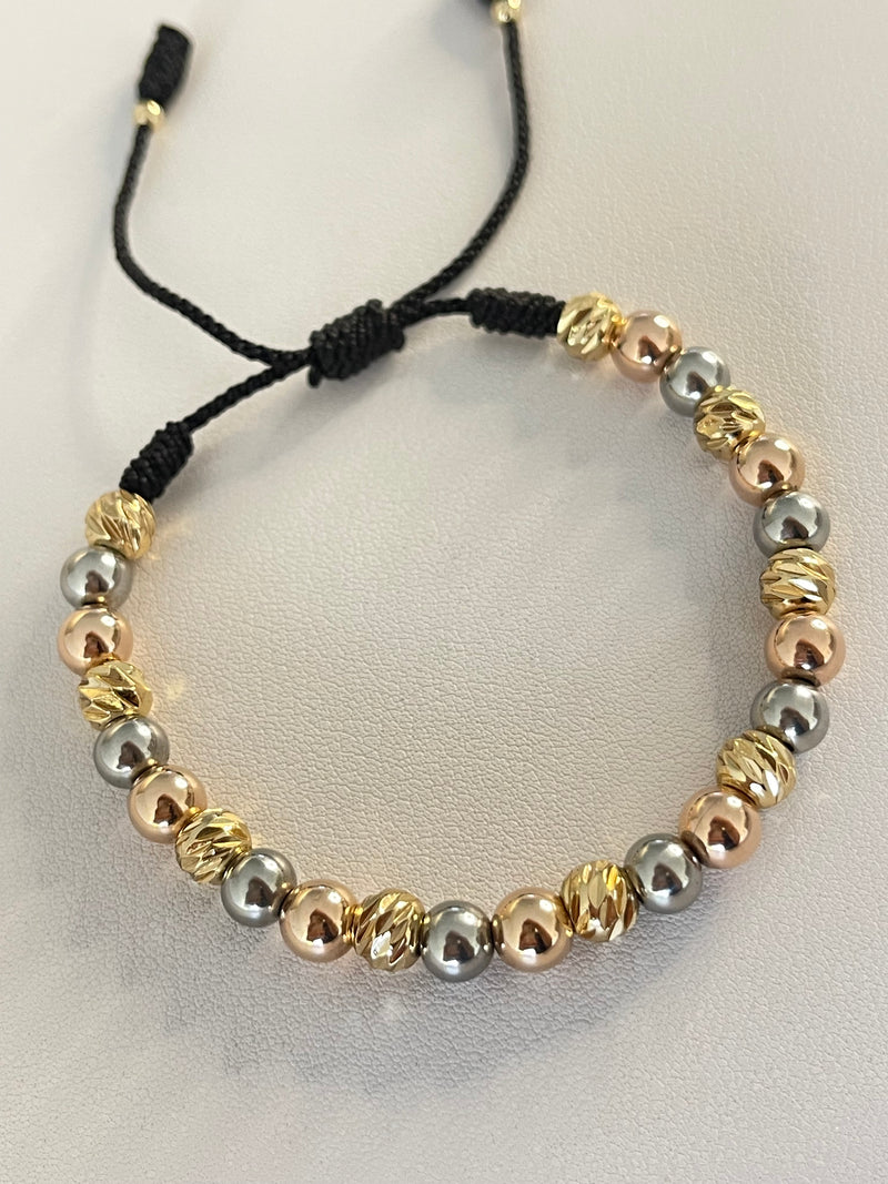 Pulsera 3 oros diamantada (6mm)