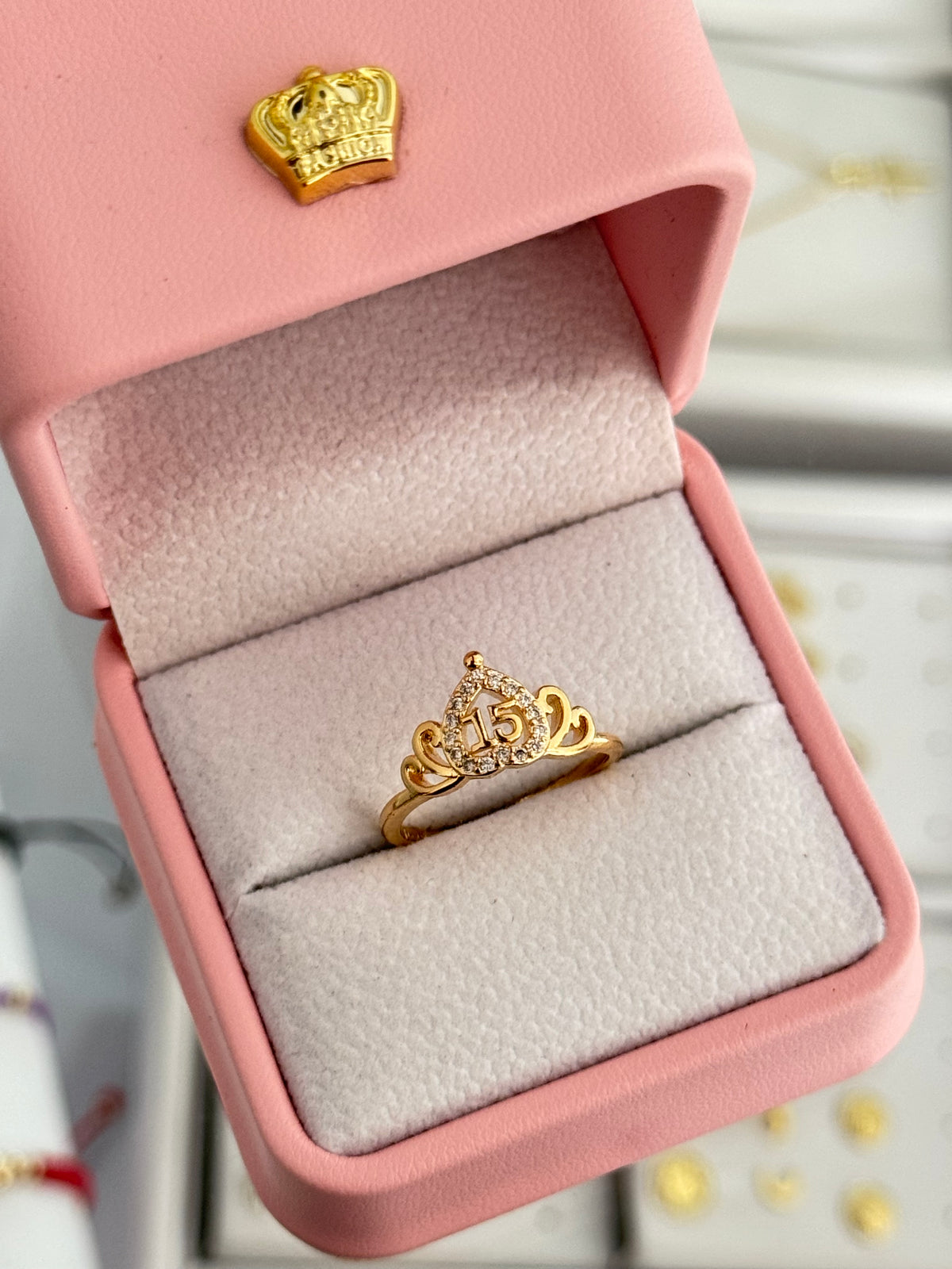 Anillo ajustable corona corazón 15 años