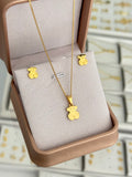 Conjunto oso T shine (cadena cubanita it 1mm 45cms + dije oso T shine + topos oso T cristal)