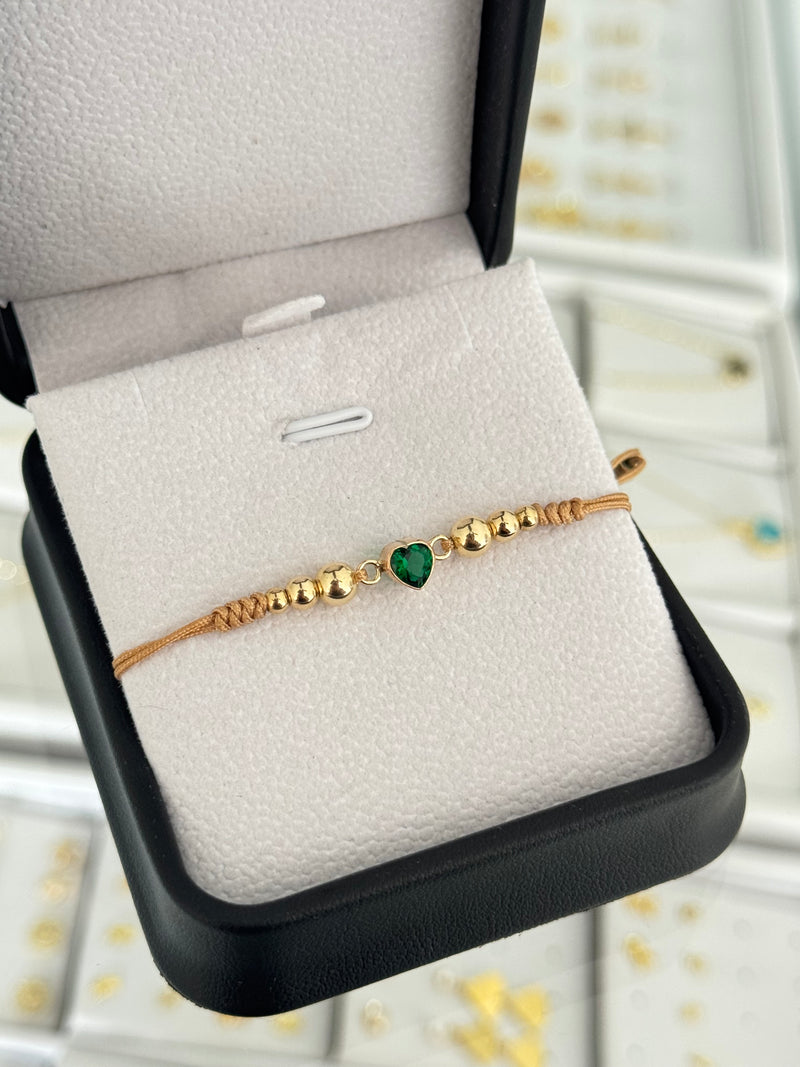Pulsera corazón verde. N de balín: #3, #4, #5