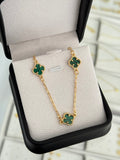 Pulsera eslabón con trébol verde 19cm