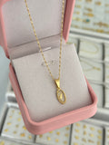 Cadena Singapur it 1.2mm 45cms + dije virgen niña cristal