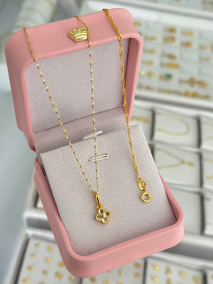 Conjunto clover motif (cadena Singapur it 1.2mm 45cms + pulsera Singapur 1.5mm 16cm + dije)