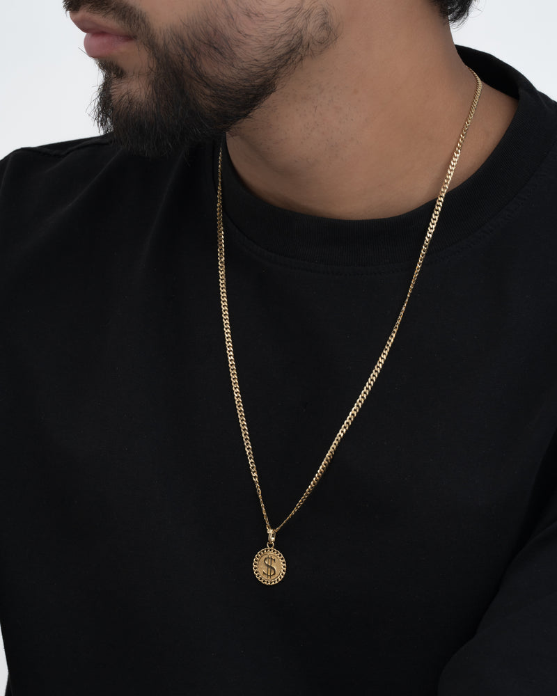 Cadena cuban link IT  3.1mm 65cm + Dije signo peso