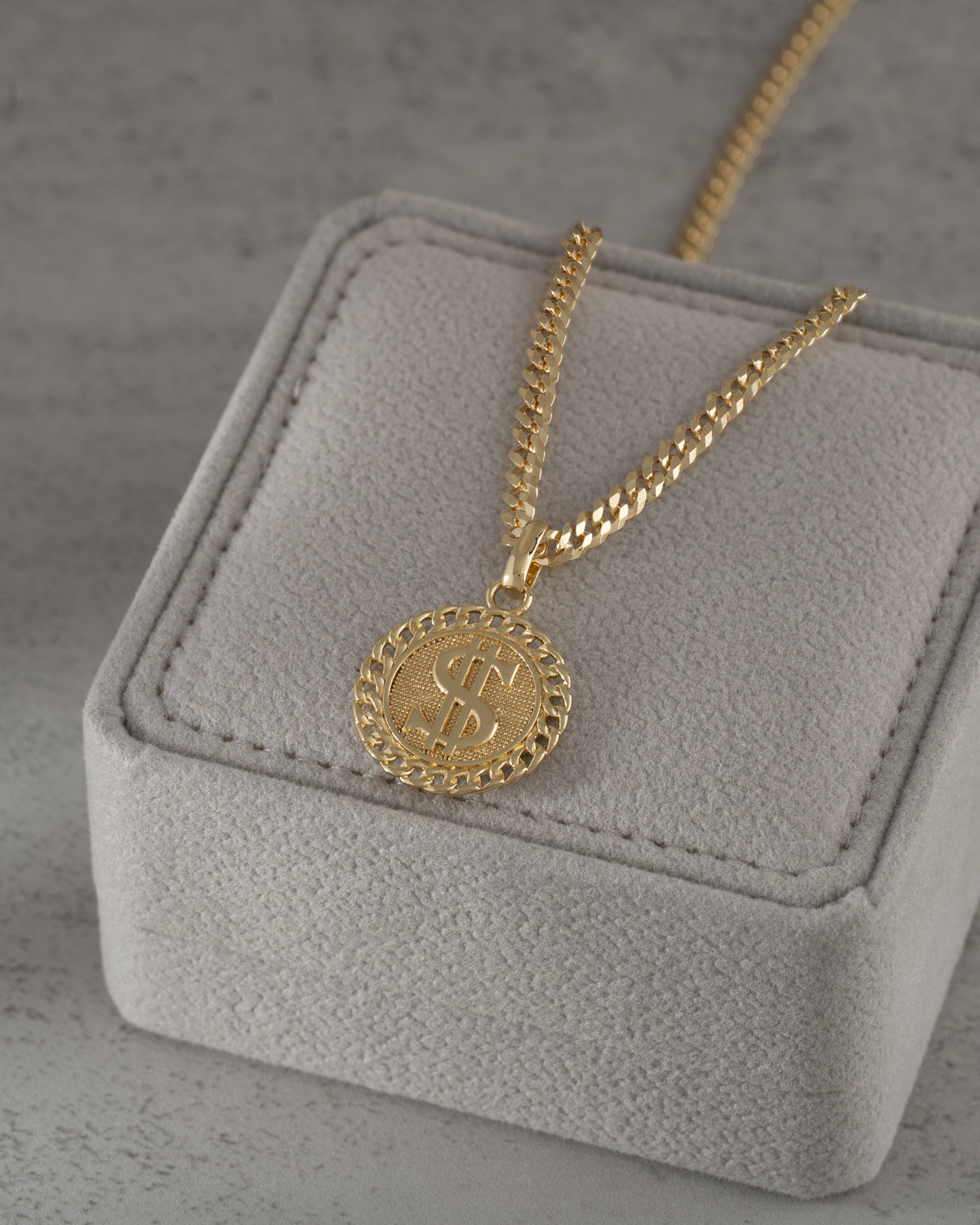 Cadena cuban link IT  3.1mm 65cm + Dije signo peso