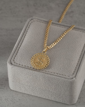 Cadena cuban link IT  3.1mm 65cm + Dije signo peso