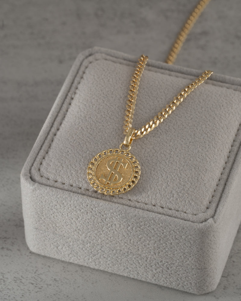 Cadena cuban link IT  3.1mm 65cm + Dije signo peso