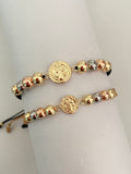 Pulseras pareja San Benito mediano y pequeño (5mm y 6mm)