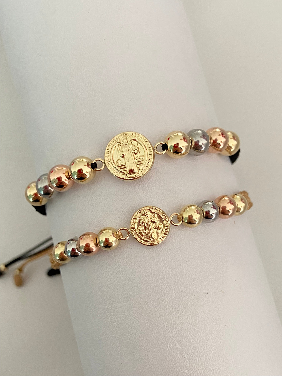Pulseras pareja San Benito mediano y pequeño (5mm y 6mm)