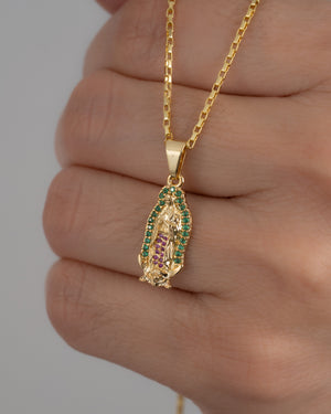 Cadena Vintage 1.1 mm 45 Cms + Dije V. Guadalupe Silueta circonias 2 Cms