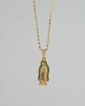 Cadena Vintage 1.1 mm 45 Cms + Dije V. Guadalupe Silueta circonias 2 Cms