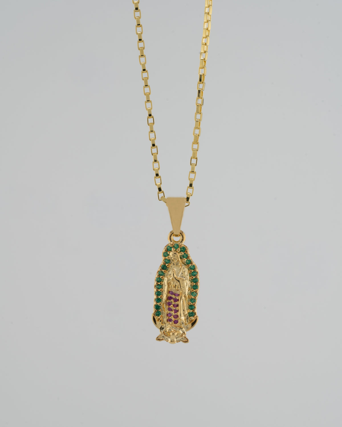 Cadena Vintage 1.1 mm 45 Cms + Dije V. Guadalupe Silueta circonias 2 Cms