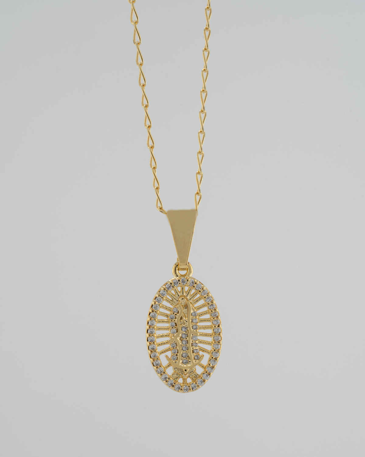 Cadena Grumetta Rada IT 45cms + Dije Virgen Guadalupe Swarovski