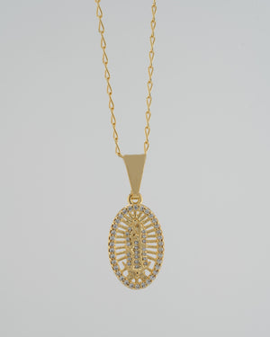 Cadena Grumetta Rada IT 45cms + Dije Virgen Guadalupe Swarovski