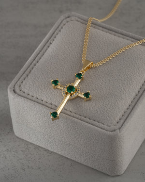 Cadena china IT 2 mm 65 Cms + Dije Cruz verde