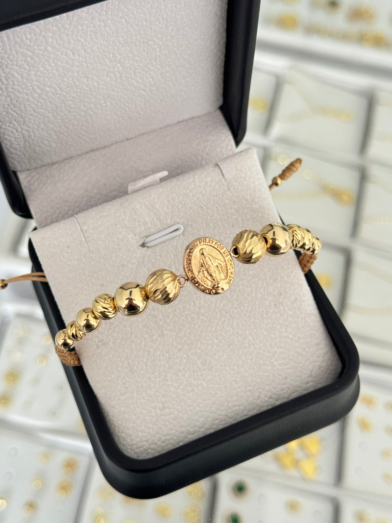 Pulsera Virgen Milagrosa grande. N de balín: #5 liso, #5 diamantado, #6 liso, #6 diamantado, #8 liso, #8 diamantado.