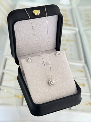 Conjunto cristal halo (gargantilla lumiere halo 45cms + aretes cristal halo 6.5mm)