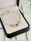 Pulsera corazón verde. N de balín: #4, #5 rosa, #6
