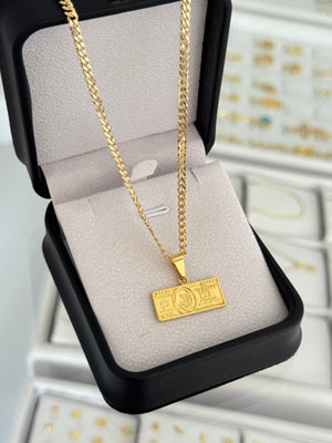 Cadena cuban link it 3.1mm 65cms + dije dólar