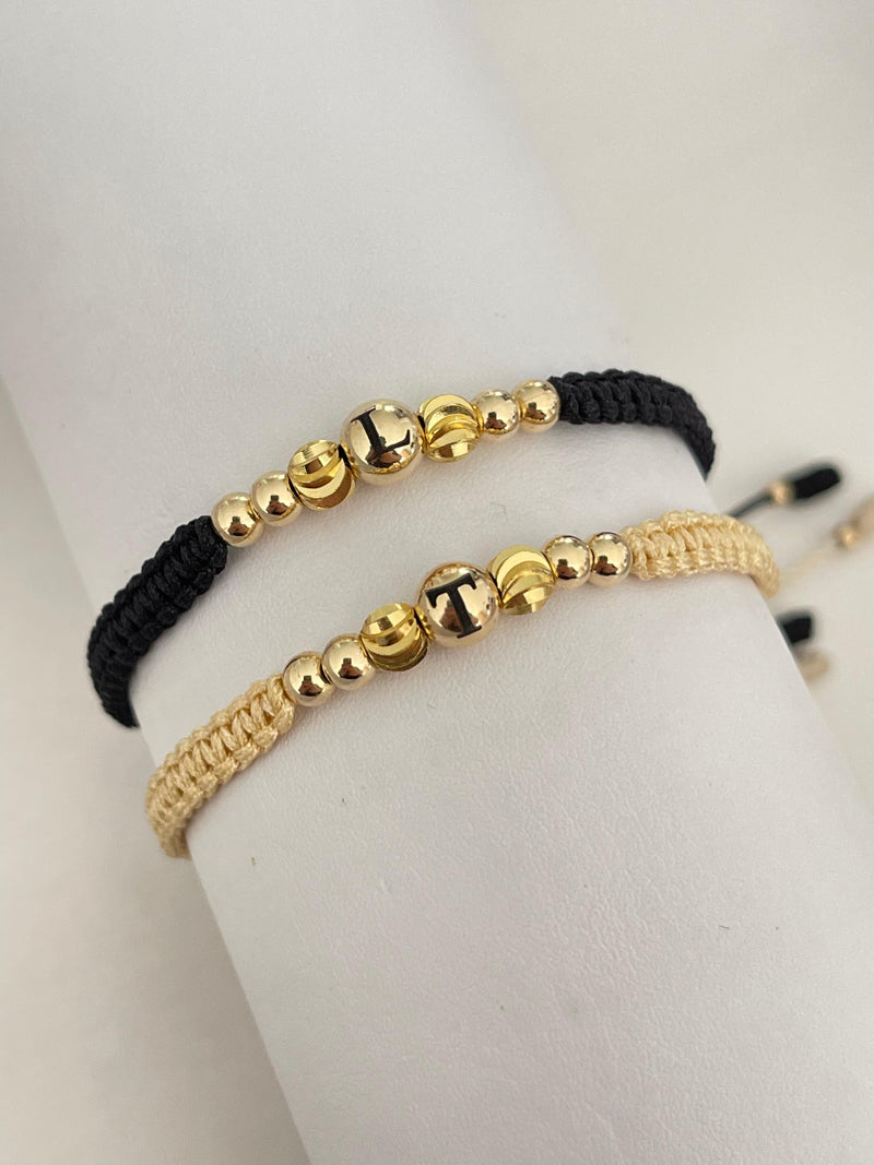 Pulseras pareja italy inicial (5mm, 4mm)