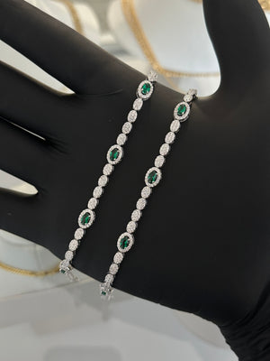 Brazalete deluxe green 18.5 Cms, plata ley 925