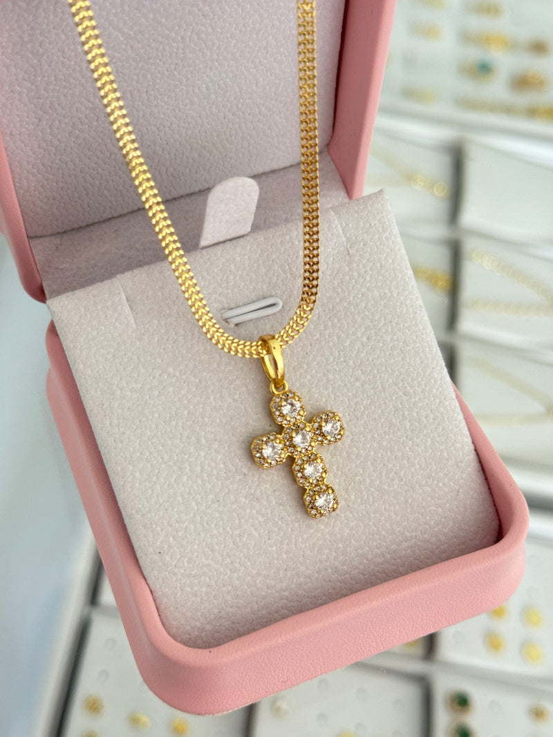 Cadena arrow it 2.6 mm 45cms + Dije charm crystal