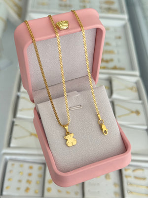 Conjunto T shine (cadena y pulsera China it 2mm 45/16cms + dije oso T shine)