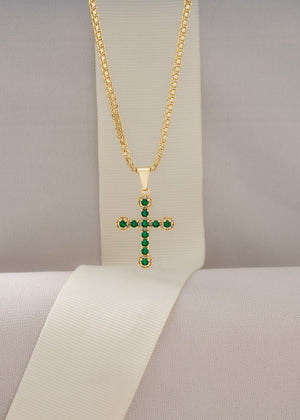 Cadena tejido chino it 3mm (45cm) + dije emerald love