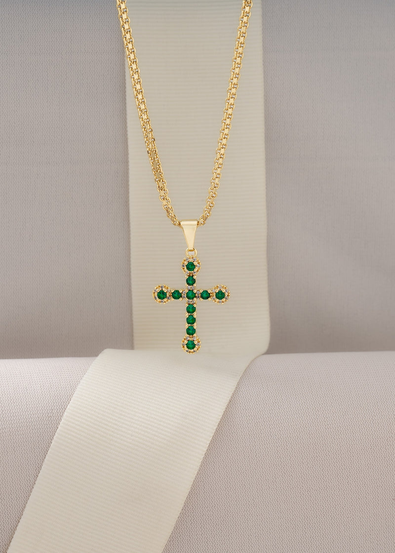 Cadena tejido chino it 3mm (45cm) + dije emerald love