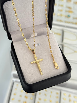 Conjunto Santa Cruz M (cadena Gcc delgada 65cms + pulsera Gcc it 2.5mm 19cm + dije)