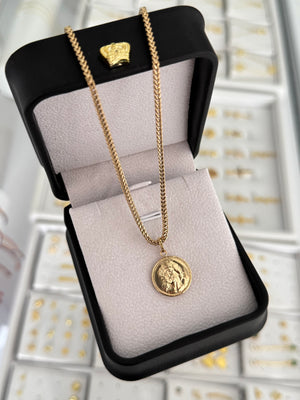 Cadena franco 2mm alta gama + Dije rostro medalla mediana