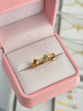 Anillo ajustable flores esmeralda