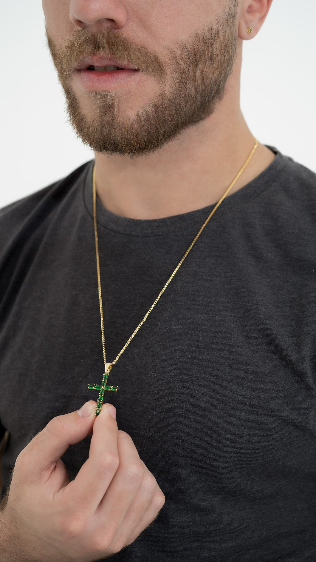 Cadena Veneciana 1.5mm (65 cm ) + Dije Cruz Esmerald