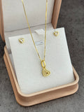 Conjunto baby love (cadena veneciana IT 0.7mm 45cms + aretes corazón mini + dije)