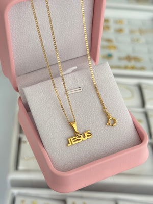 Conjunto dije Jesús (cadena y pulsera cubanita it 1.5mm 45 / 16cms + dije)