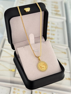 Cadena china IT 2mm 65cms + Dije signo peso