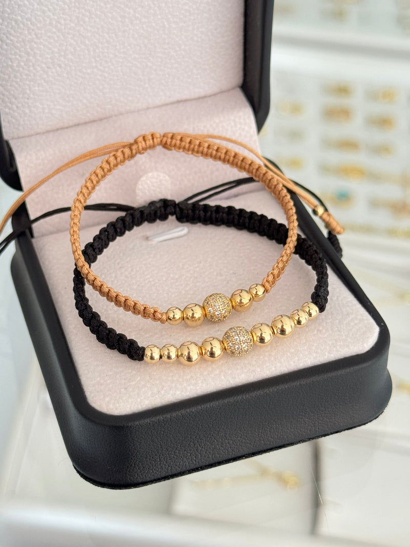 Pulseras pareja bola de fuego cristal