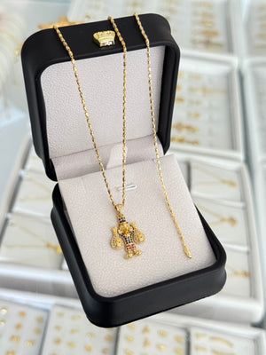 Conjunto tío rico (cadena y pulsera tube gold IT 65cms / 19.5cms + dije tío rico pequeño)