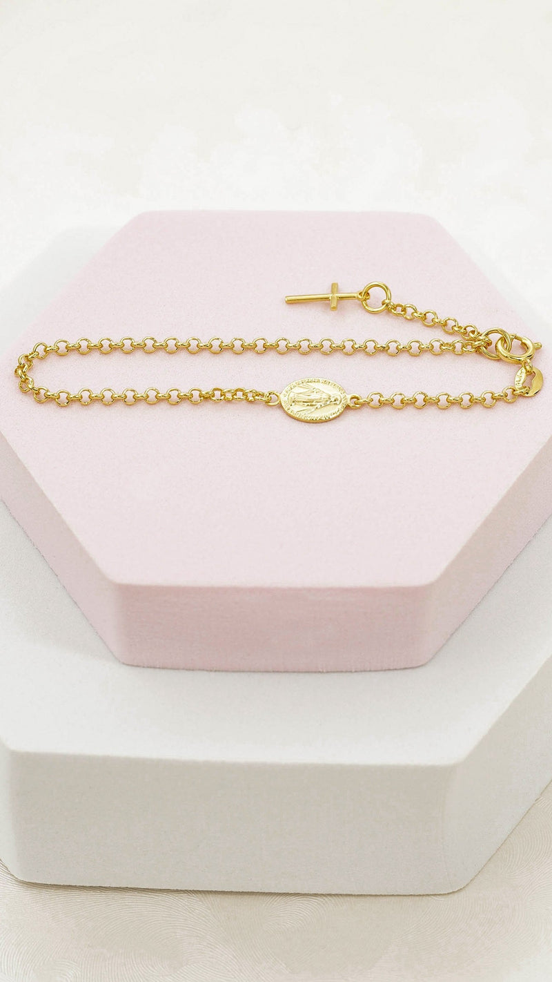 Pulsera Virgen Milagrosa 16.5 Cms Extensor Cruz