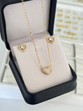 Conjunto amore (gargantilla sparkle heart 12mm 45cms + Arete amore halo 9mm)