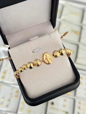 Pulsera Virgen Milagrosa grande. N de balín: #5 liso, #5 diamantado, #6 liso, #6 diamantado, #8 liso, #8 diamantado.