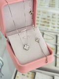 Conjunto clover plata (gargantilla 45cms con extensor + pulsera mini clover 18cms)